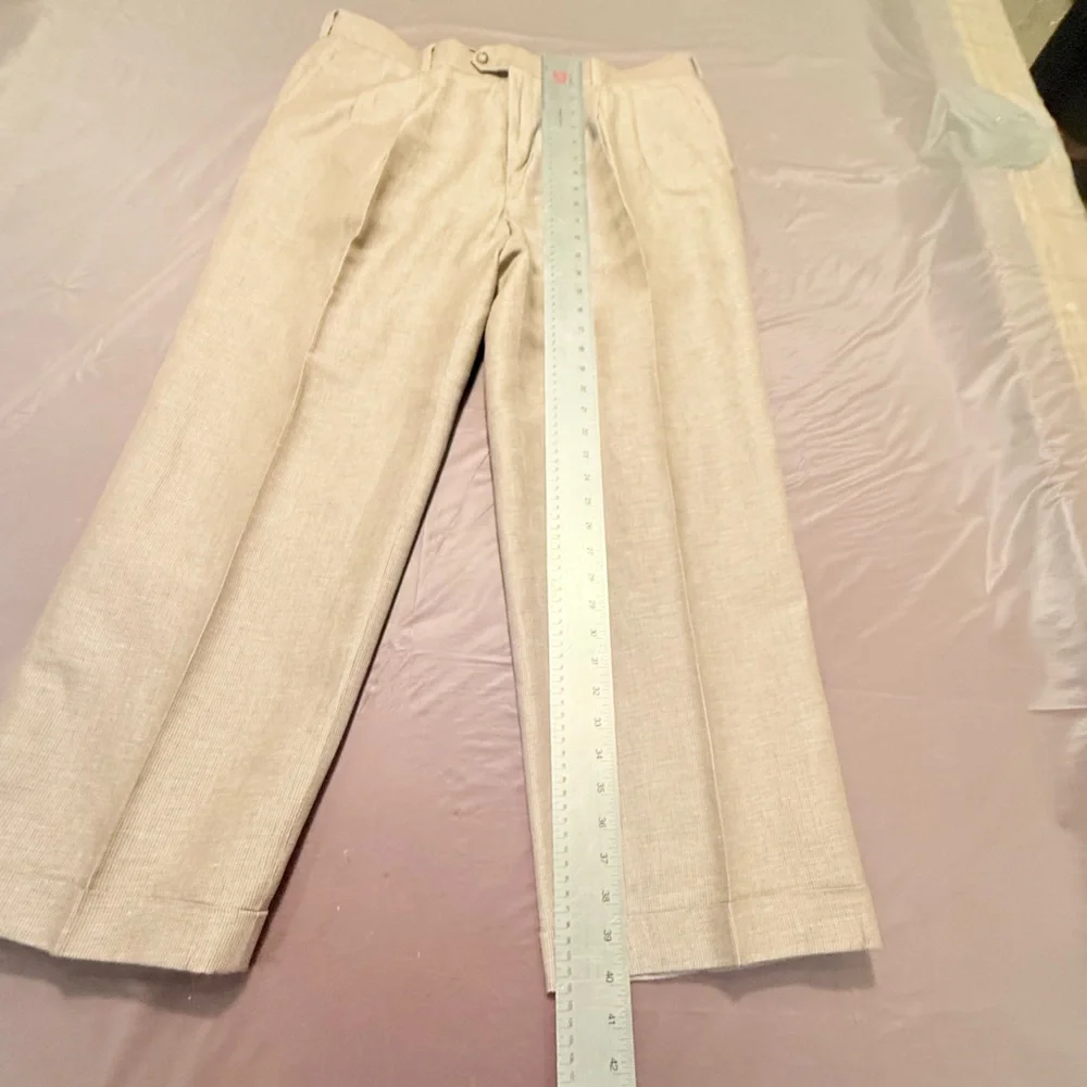 Bobby Jones Brown/Khaki micro stripe Linen/Cotton Golf Chino Pants Size 36